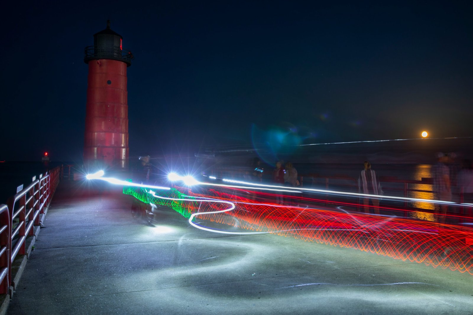 a lighthouse at night